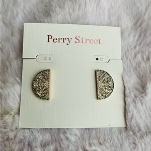 Perry Street Claire Statement Studs Lime Wedge Crystal Gold Tone Earrings New